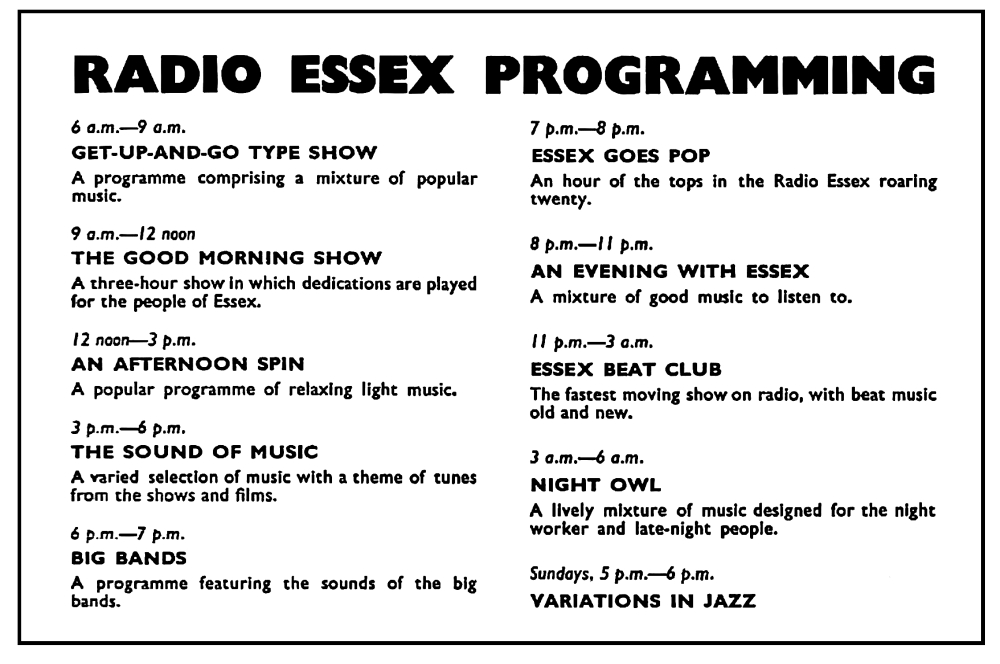 Radio Essex Programme Schedule